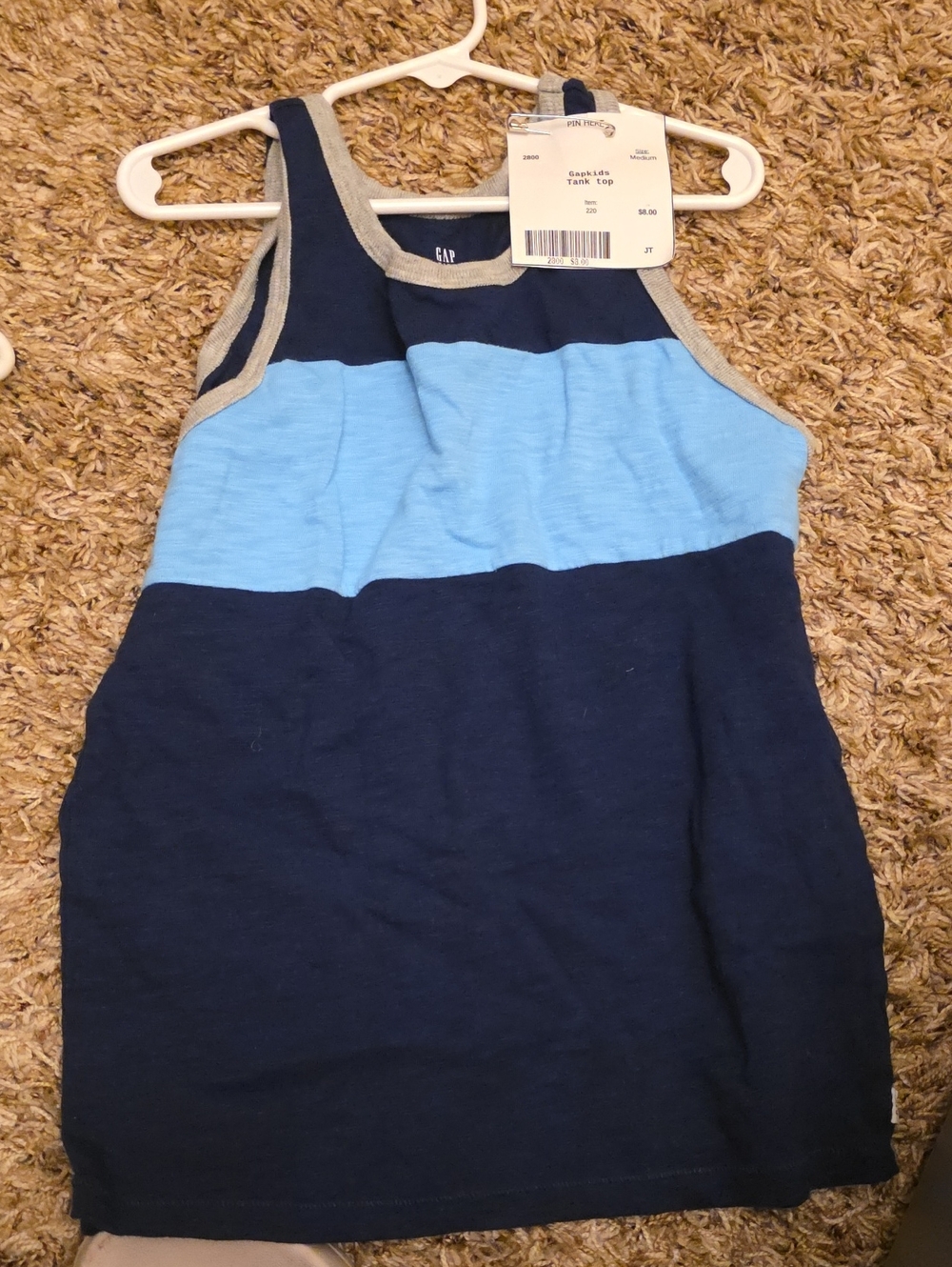 GAP Boys Navy & Light Blue Striped Tank